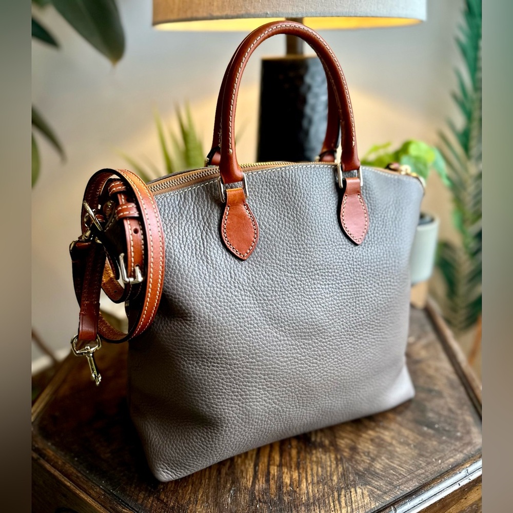 Dooney & Bourke Dillen Double Pocket Satchel in Elephant Grey - Picture 3 of 16